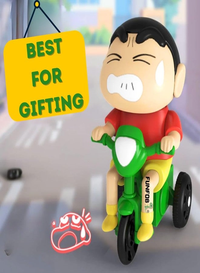 FUNFOB Shinchan Moving Toy | Shinchan Action Figure Length-10cm PVC Multicolour | Shin-chan - Cycle Moving - Image 2